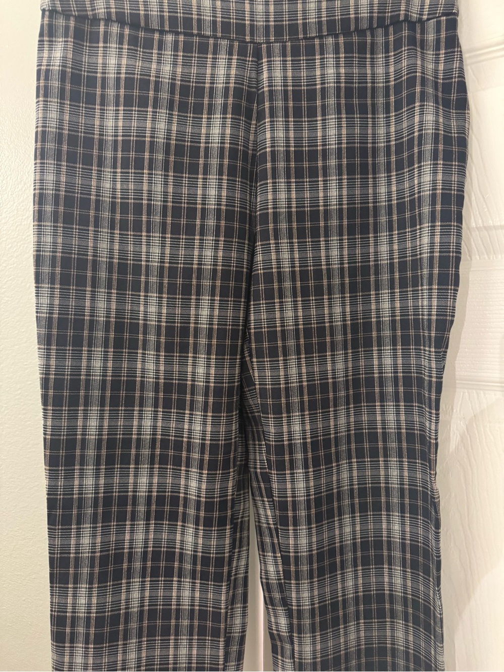 Counterparts Stretch Navy Gold and White Plaid Cropped Pants Size Small